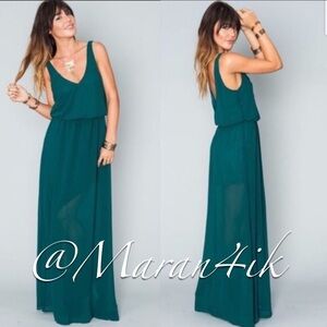 NWT Show Me Your Mumu Kendall Maxi Chiffon Deep Jade Dress size S